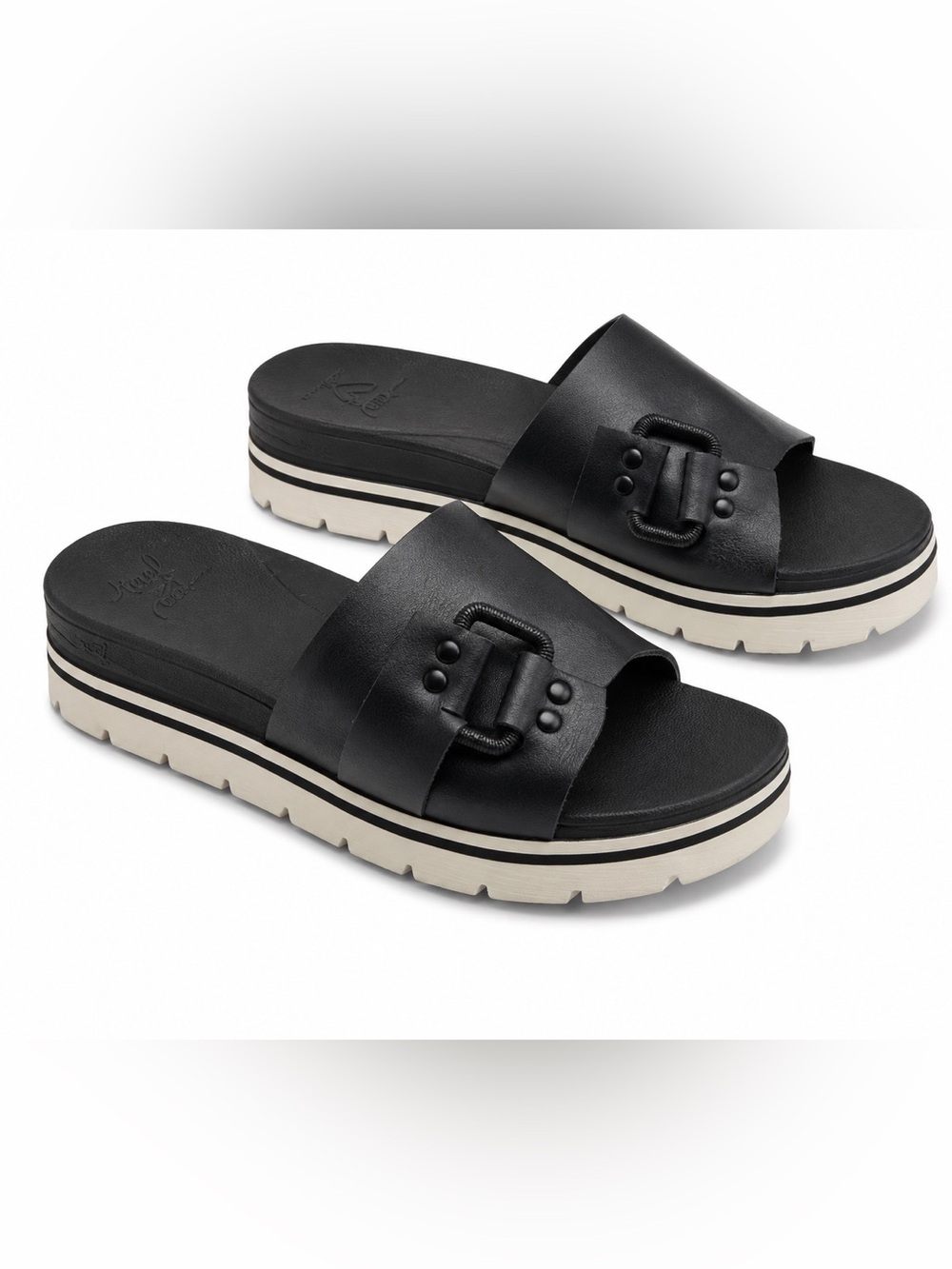 Reef Cushion Horizon Hi Slide Sandals Black Platform Slides Women’s Size 8